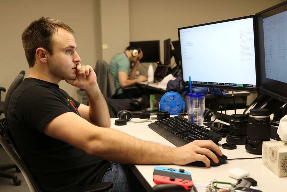 Developer sitting at a computer